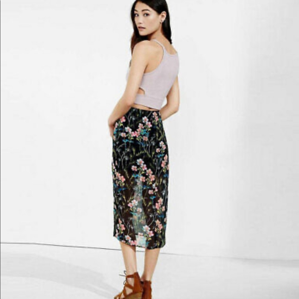Floral Chiffon Midi Skirt